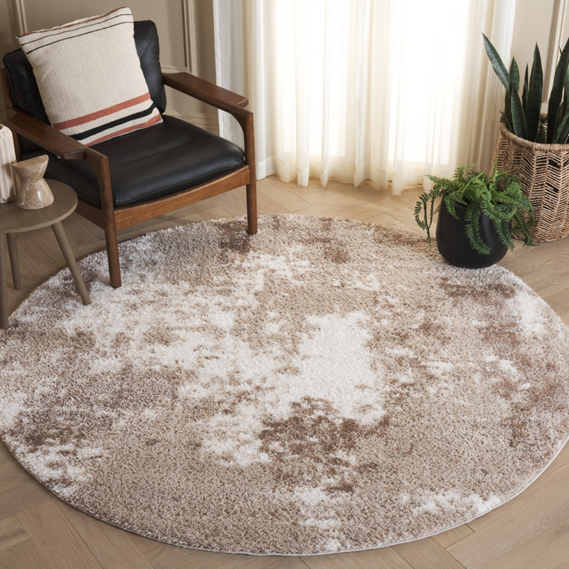 Tapis abstrait à poils longs Naftali Penelope, Rond 6 pi 7 po