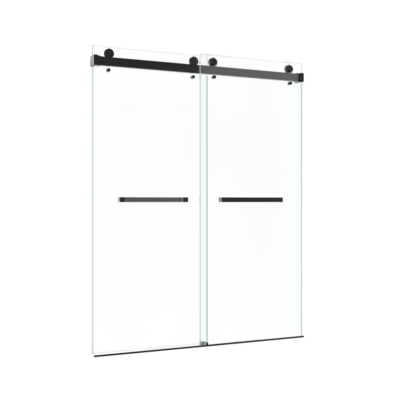 Catalyst 56"- 60" W x 79" H Double Sliding Frameless Shower Door in Matte Black with 3/8" Clear Glass, Matte Black