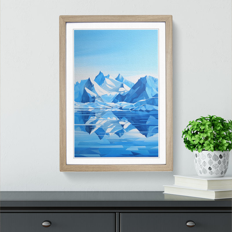 Glacier Geometric - Framed Print, 46cm H x 34cm W x 2cm D, Oak