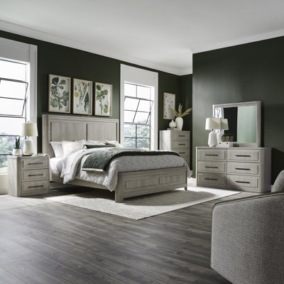 Ensemble de chambre à coucher avec lit à panneaux, commode et miroir Izzabell Chasteen