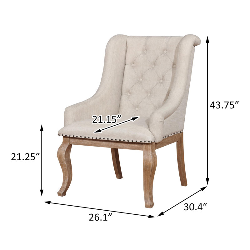 Chaise avec accoudoirs en tissu capitonné Narcie, Brun orge