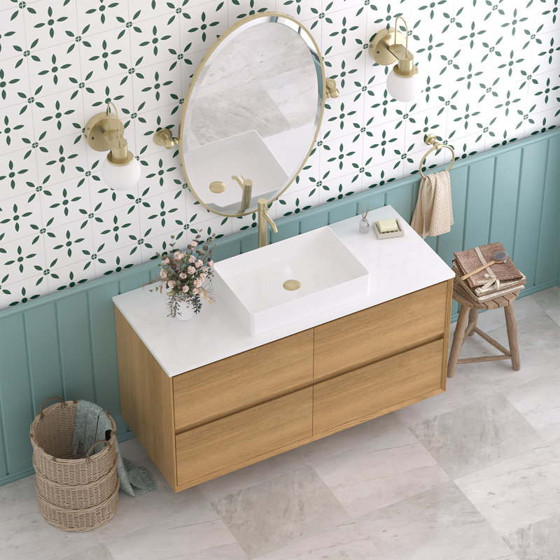 Meuble-lavabo flottant moderne simple 48 po Newark