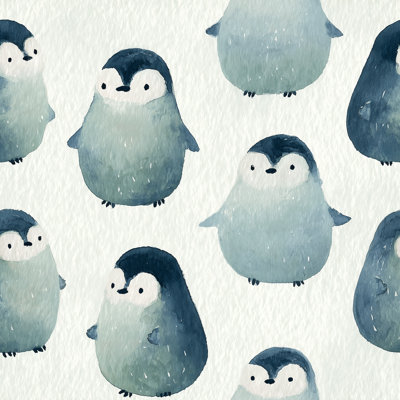 Papier peint à motif de pingouins à l'aquarelle
