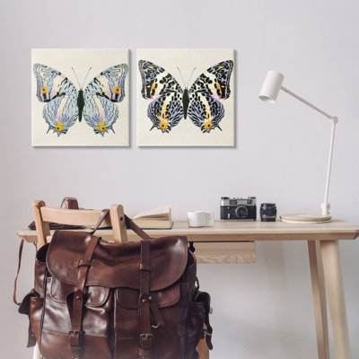 Ensemble de 2 reproductions d'art sur toile Butterflies avec détails par Susan Arnot