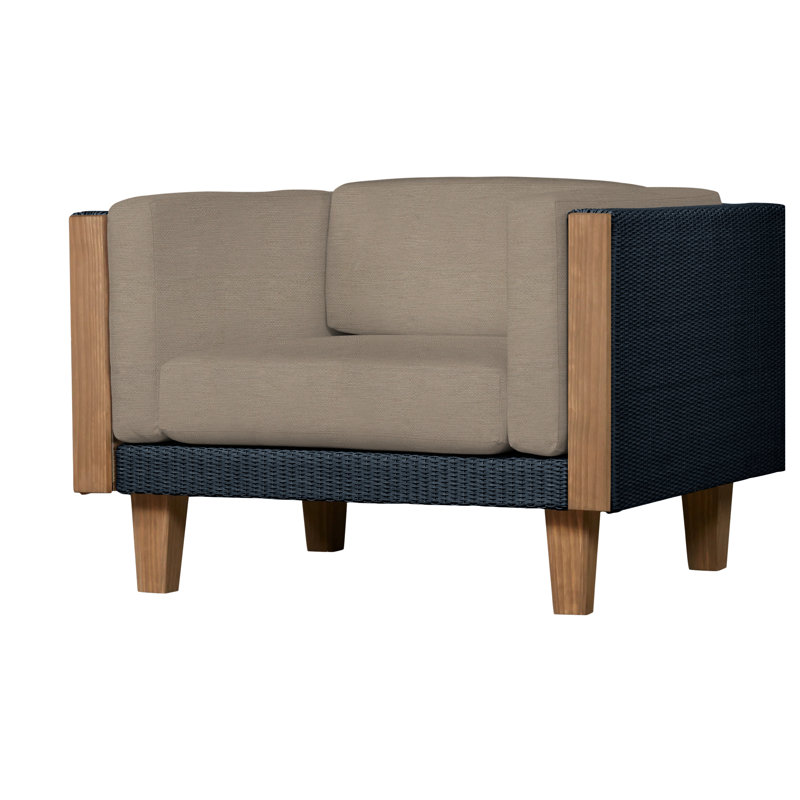 Catalina Outdoor Teak Lounge Chair, Canvas Black Sunbrella® Canvas, Ebony