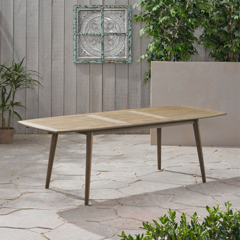 Table de salle à manger d'extérieur extensible en bois d'acacia, gris, Gris
