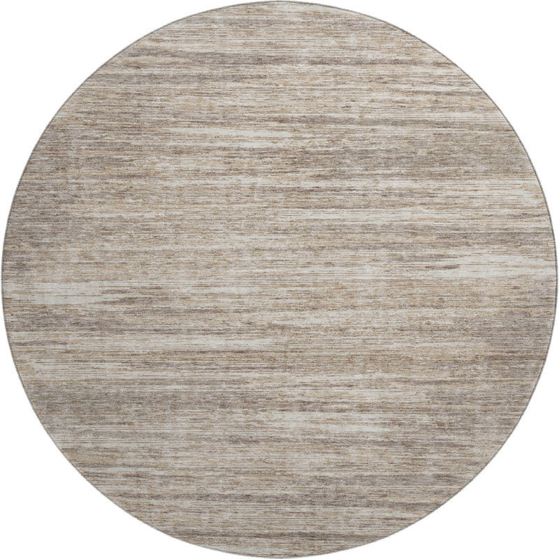 Premium Machine Washable Prisco Taupe Rug, Round 8'