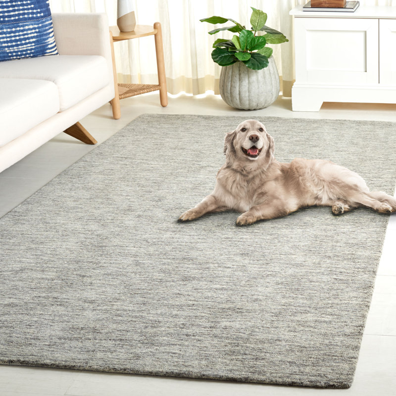 Froelich Handloomed Wool Cotton Rug in Gray, Rectangle 8' x 10'