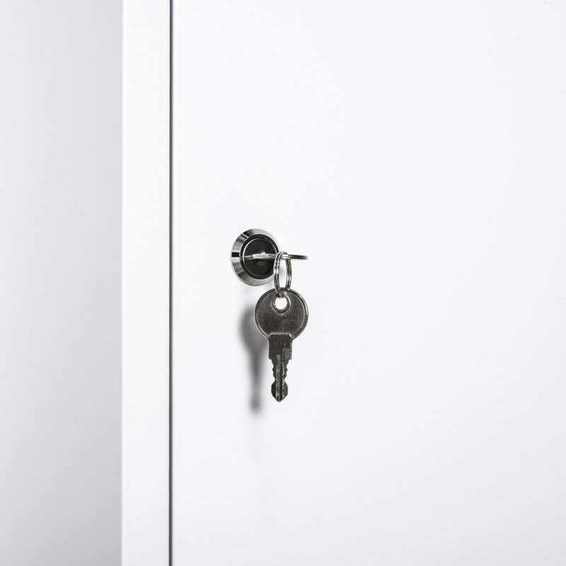 Armoire à pharmacie verrouillable en acier Kleankin: boîte de sécurité murale à 3 niveaux pour salle de bain / cuisine, blanche