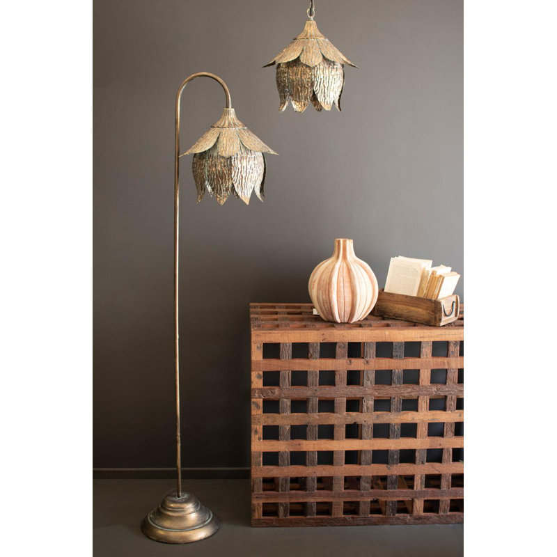 ANTIQUE BRASS TULIP FLOOR LAMP