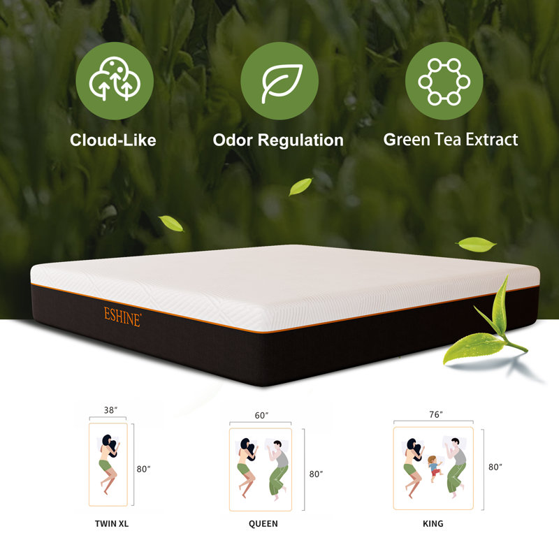 10" Medium Memory Foam Mattress with Green Tea–Infused Foam & Graphene Cover– 100-Night Free Trial, Extra-long Twin