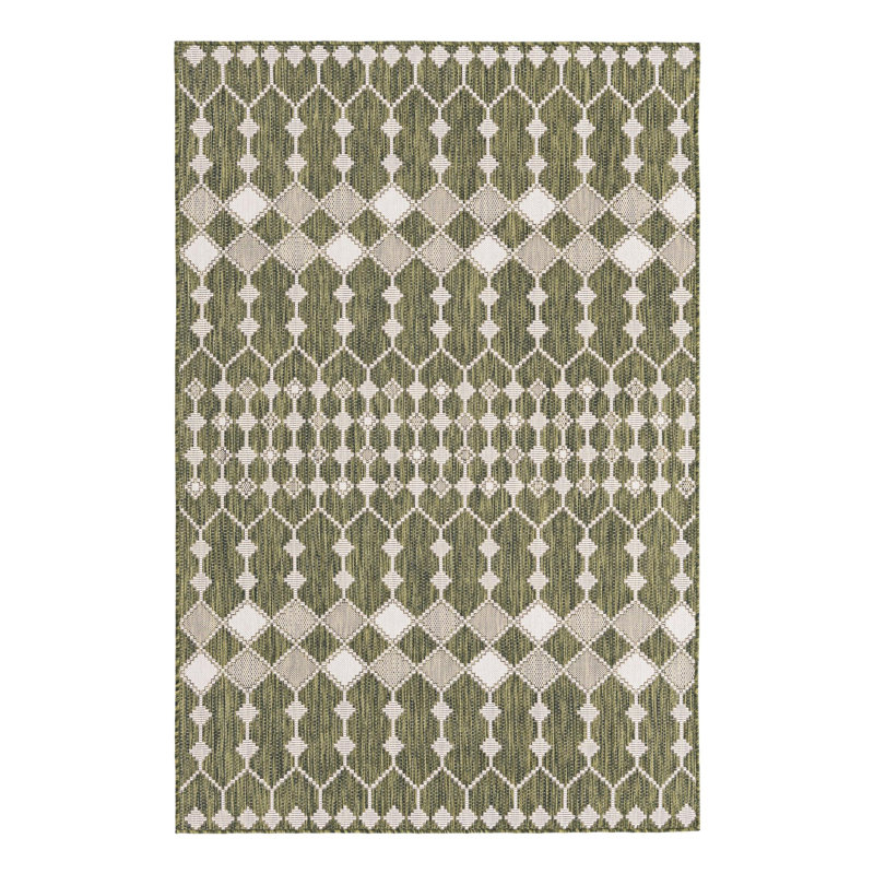 Green Traliccio Indoor/Outdoor Trellis Rug, Rectangle 5'3" x 7'10"
