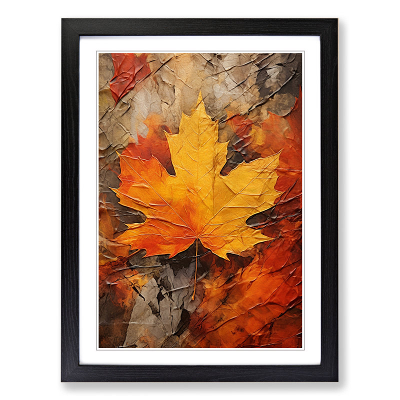 Leaf Expressionism No.3 - Single Picture Frame Print on Wood, Black Framed, 34cm H x 25cm W x 2cm D