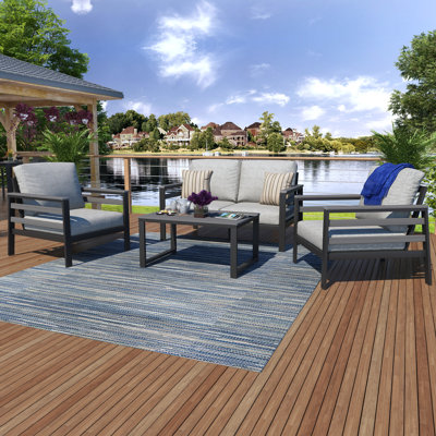 Townsend 4 - Person Outdoor Seating Group with Sunbrella Cushions