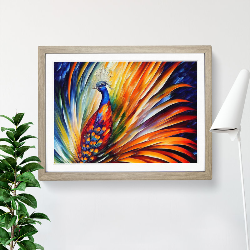XH1022-6853X Peacock Vol.1 Abstract - Picture Frame Print, 25cm H x 34cm W, Beige