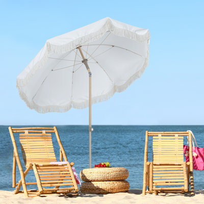 Srinidhi 7 ft Patio Umbrella with Fringe Outdoor Tassel Umbrella