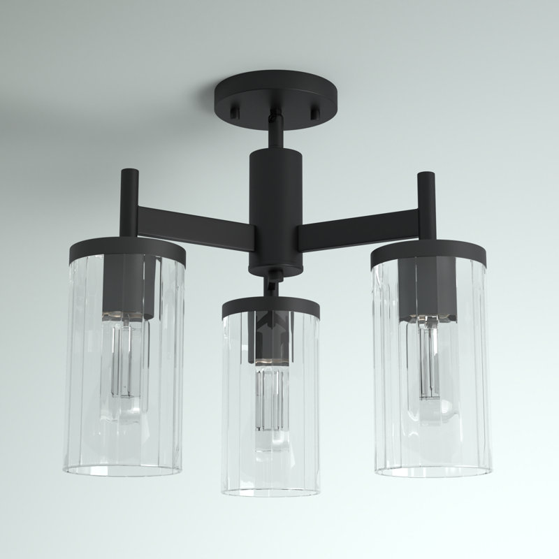 Bertelli Glass Semi Flush Mount, Matte Black