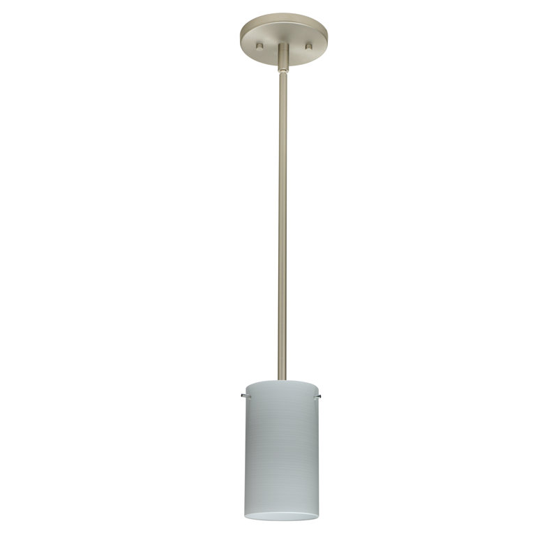 Luminaire suspendu à cylindre simple 1 lumières Martinson, DEL, Nickel satiné, Craie