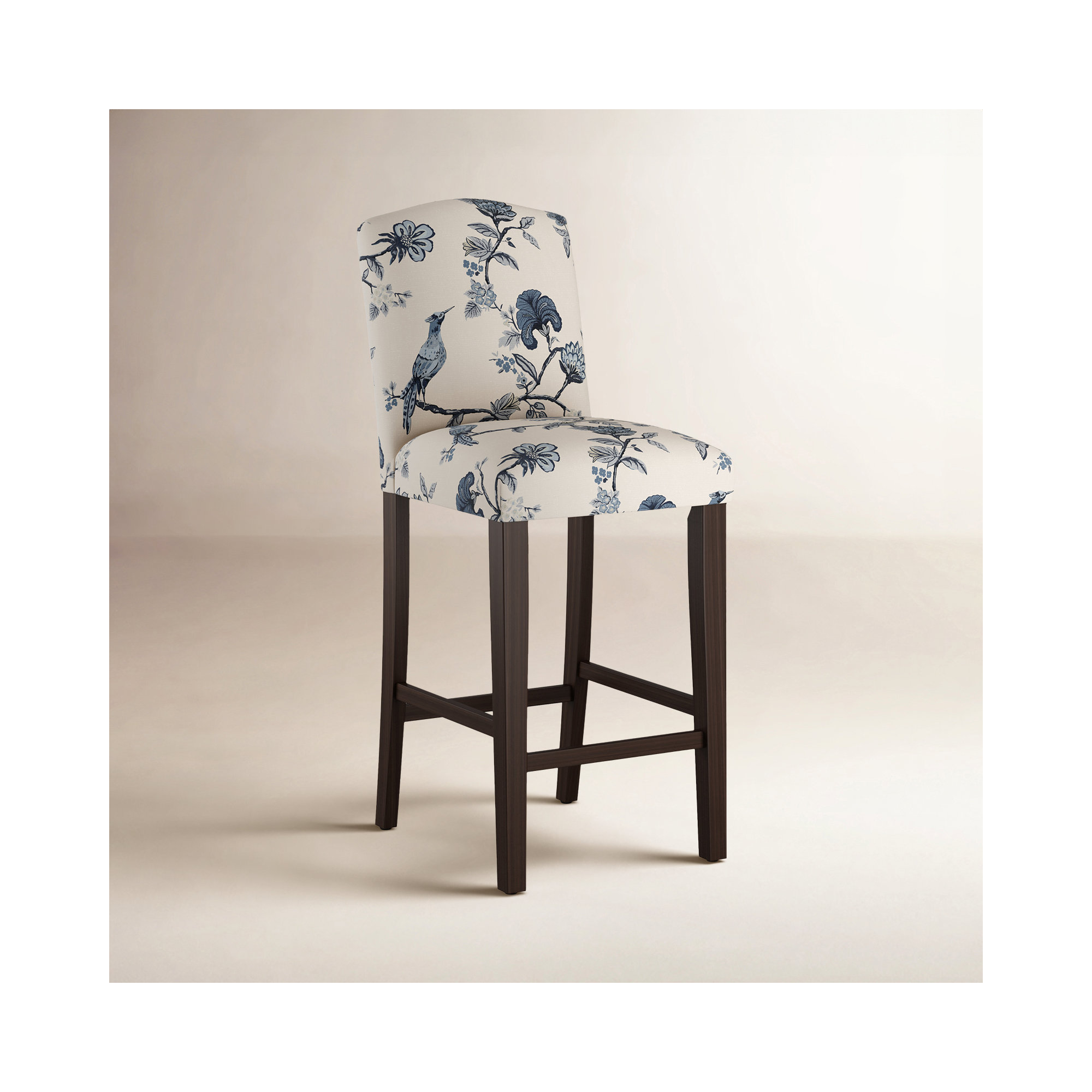 April Upholstered Stool, Bar Stool (31” Seat Height), Espresso, Shaana Indigo