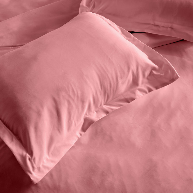 Twill Solid Colour Duvet Cover, Full/Queen Duvet Cover + 2 Shams, Pink