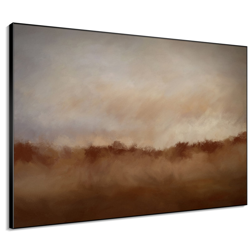 «Rustic Abstract Landscape Neutre Beige and Brown Home Decor Extra Large», reproduction d'art encadrée (assemblage requis)