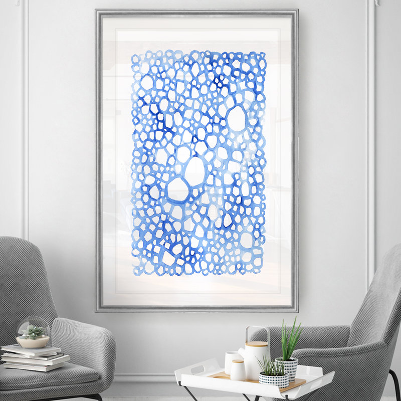 " Indigo Plexus II ", 22.5" H x 30.5" W x 1.5" D, Silver Framed