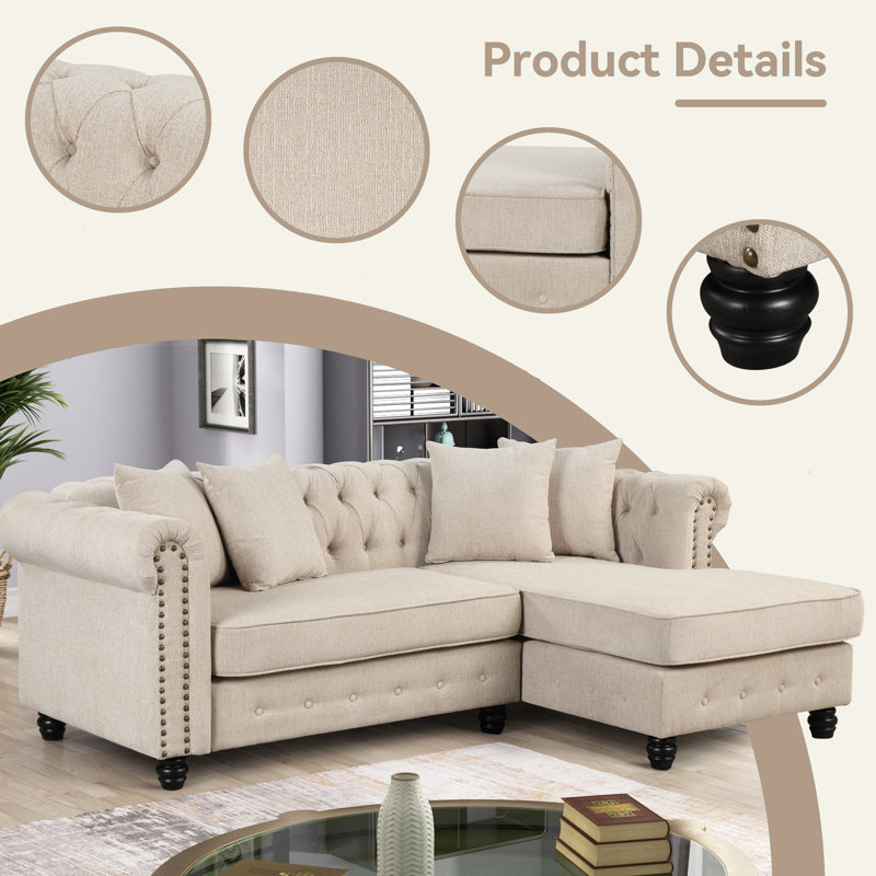 Canapé modulaire en L Perry, Beige