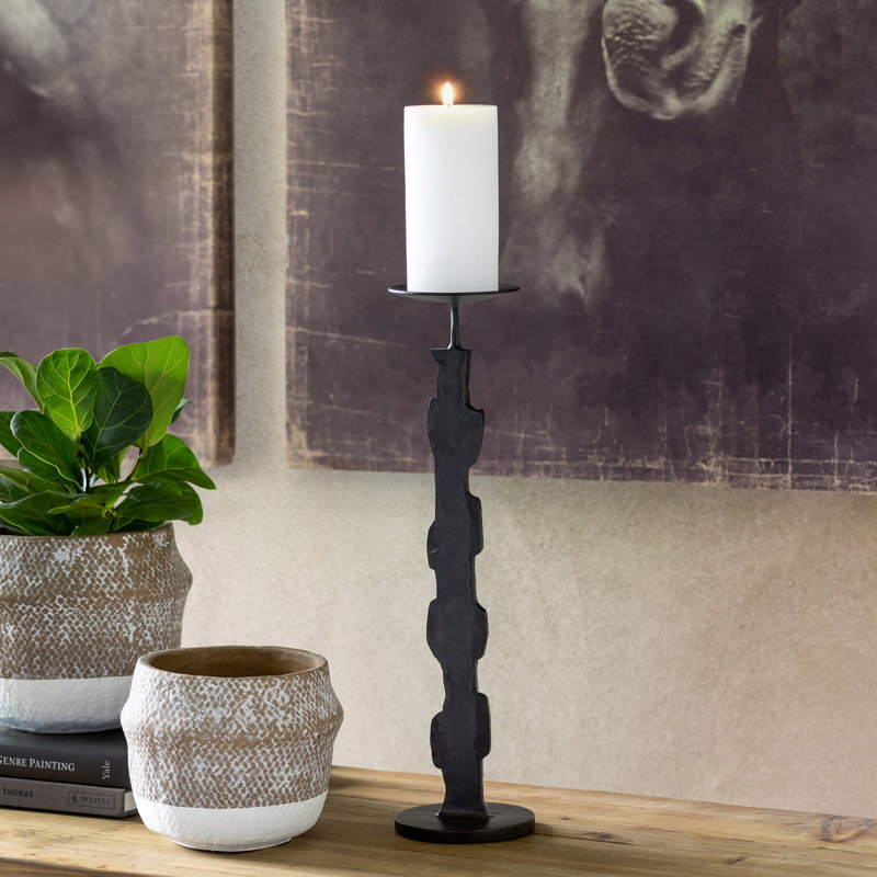 Rustic Modern Iron Tabletop Pillar, 17.5" H x 4.5" W x 4.5" D