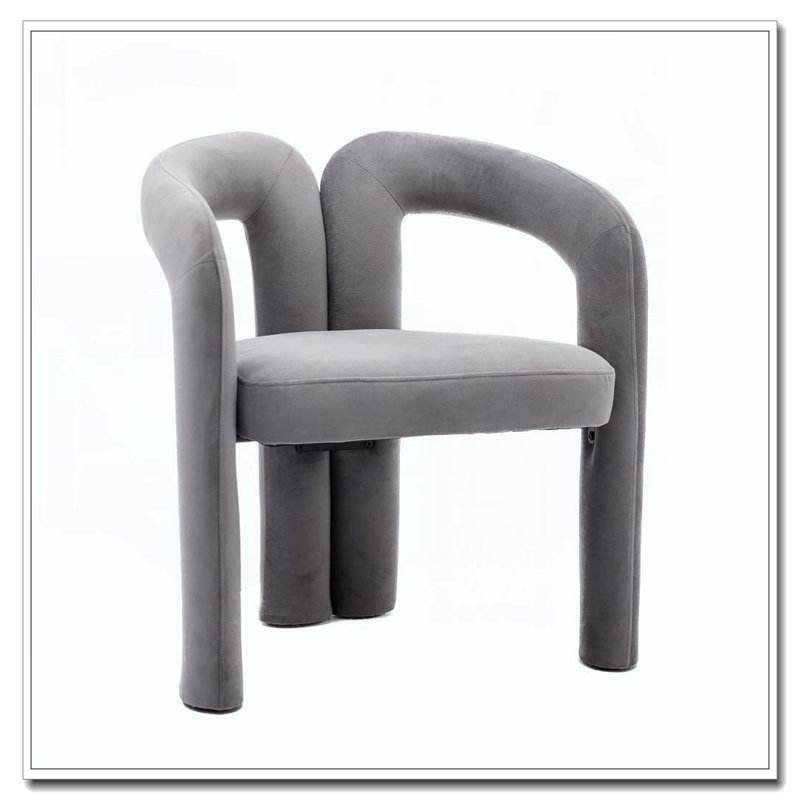 Fauteuil de cuisine en velours rembourré, Gris