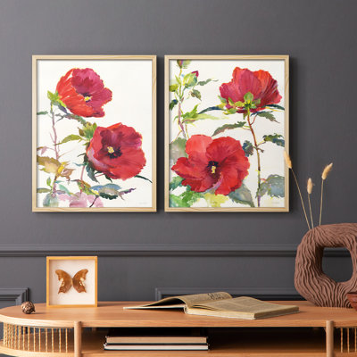 Impression encadrée Hibiscus Glow I-Premium - prête à être accrochée - aucun clou requis - aucun clou requis