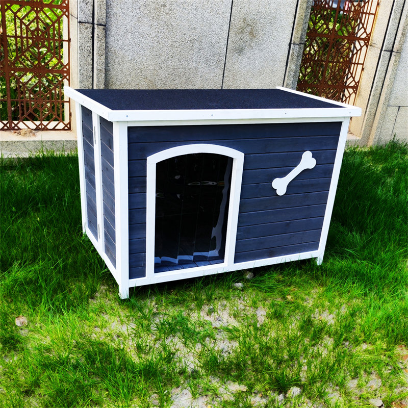 Grande niche pour chien en bois, Bleu