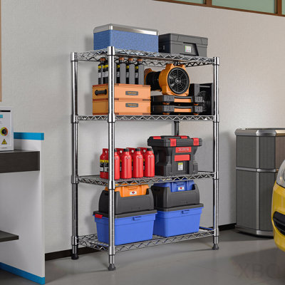 1000 lbs Storage Shelving 4-Tier Utility Shelving Unit Steel Organizer Wire Rack for Home, Kitchen, Office, Chrome (13.7" D x 23.6" W x 53.4" H)