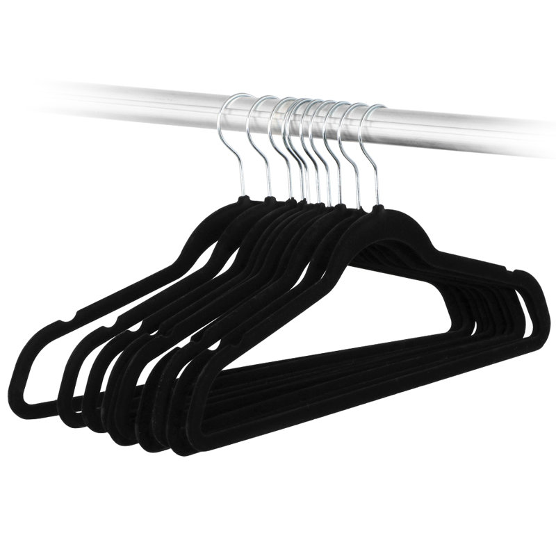 Cintre en velours antidérapant avec crochet pivotant à 360 ° Santos, Noir