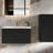 Bathroom Cabinet In Black Brown - With Striped Textures And Convenient Shelves Chic Brown, Ample Space-1450547209-1450547212