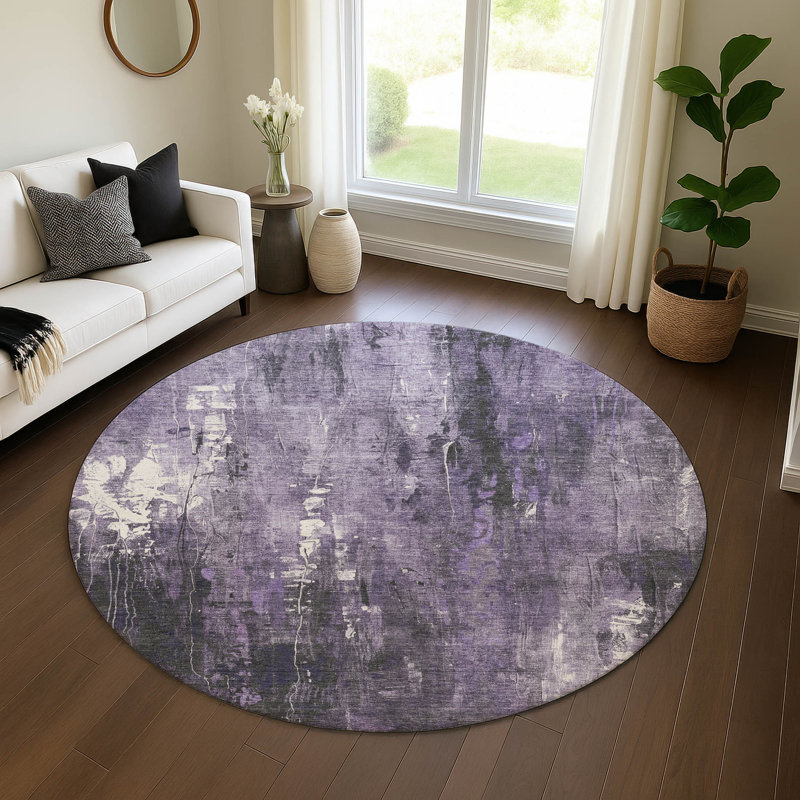 Premium Machine Washable Strinko AMF1683 Modern Rug, Round 8'