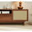Walnut TV Cabinet Retro with Rattan