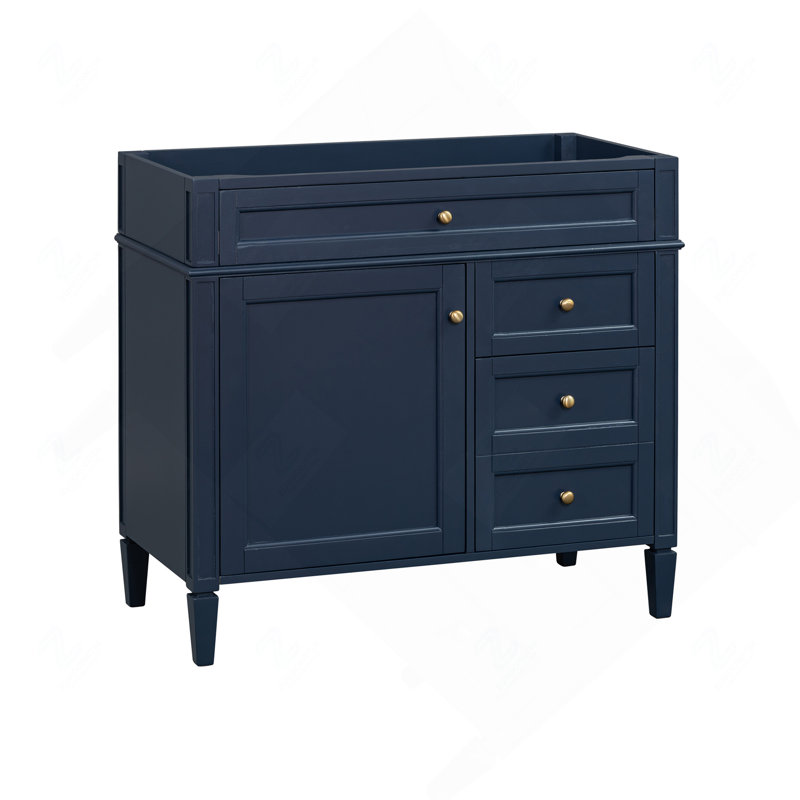 Meuble-lavabo de salle de bain 36 po sans lavabo supérieur, armoire de rangement moderne avec 2 tiroirs et un tiroir basculant, structure en bois massif (NoT INCLUDE BASIN SINK)