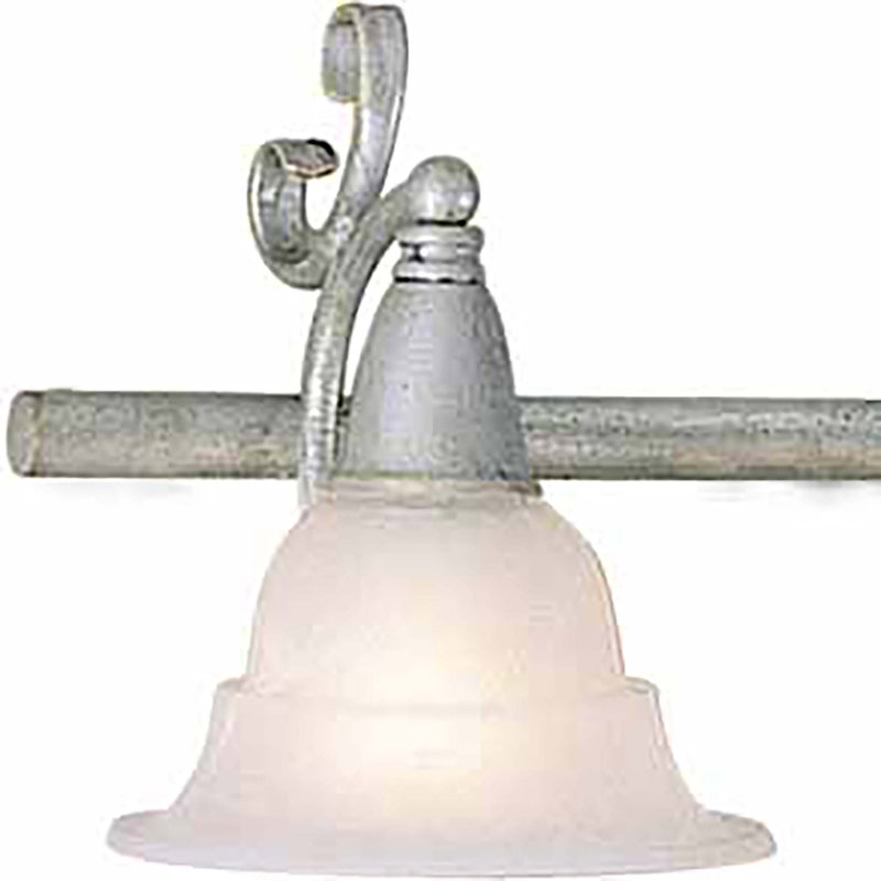 Toledo 4-Light Indoor Platinum Rust Wall Mount Vanity Light with Alabaster Bell Glass Shades