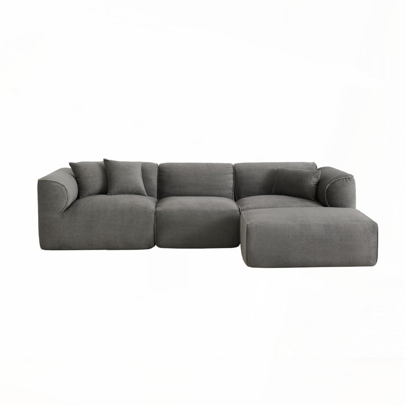 Canapé en velours avec repose-pieds 122 po, Polyester beige