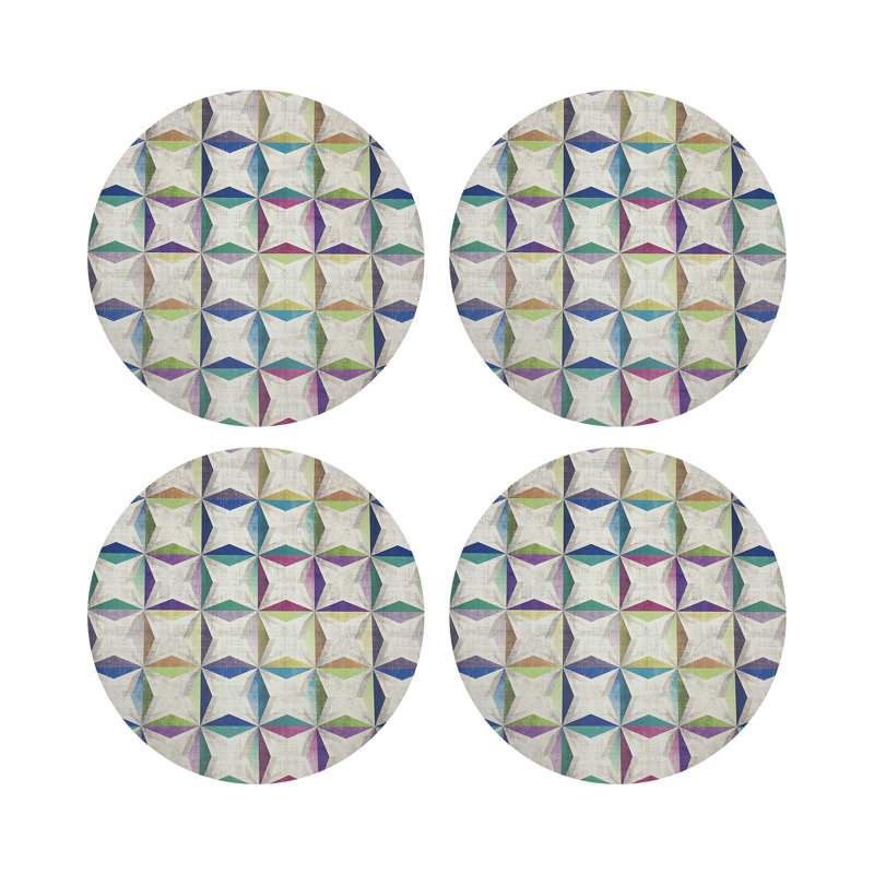 Truiq Happy Vegan Leather Round Coasters