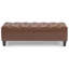 Banc de rangement brun en polyuréthane, pieds en bois d'hévéa, support de 300 lb, charnières à ouverture douce, coutures à boutons et à losanges, idéal pour l'intérieur de la maison, banc de H 49,56 po x P 17,11 po avec surface