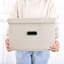 Bac de rangement pliable en tissu de lin-1048574565