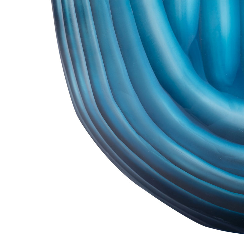 Circle Handmade Handblown Glass Table Vase, Frost Blue