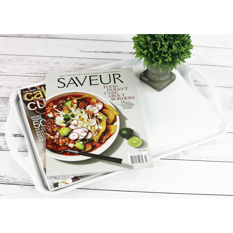 Ensemble de plateaux en mélamine 2 pièces Trevin, Blanc