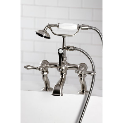 Robinet de baignoire sur pattes à 3 poignées et 2 poignées à fixation sur le comptoir avec douche à main Kingston