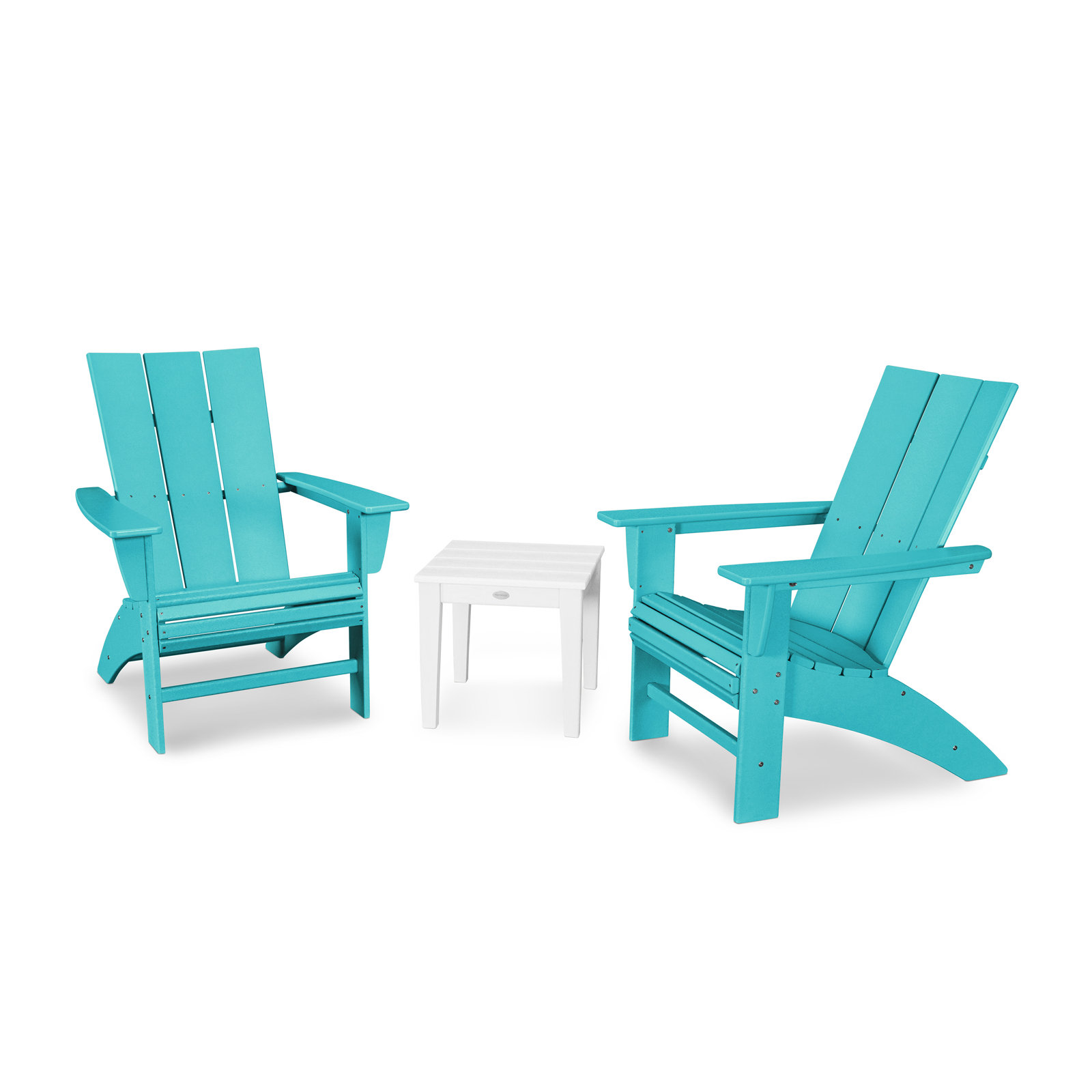 POLYWOOD® Modern Adirondack 2-Person Patio Seating Group, Aruba/White