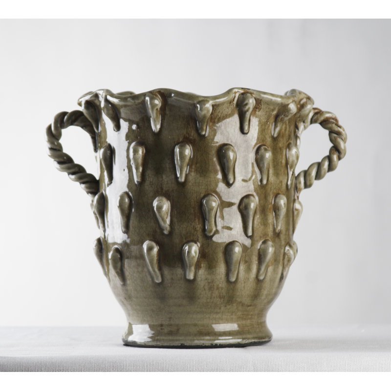 Vase de table, Gris, H 7,5 po x l 10 po x P 6 po