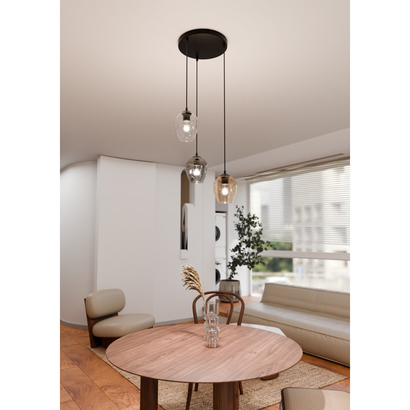 Cadi-Grace 3 - Light Black Cluster Pendant, Graphite/Amber/Transparent