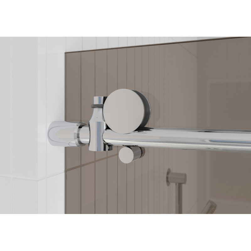 Equinox 56 - 60 in. x 60 in. Fully Frameless Bronze Tinted Sliding Bathtub Door, Chrome