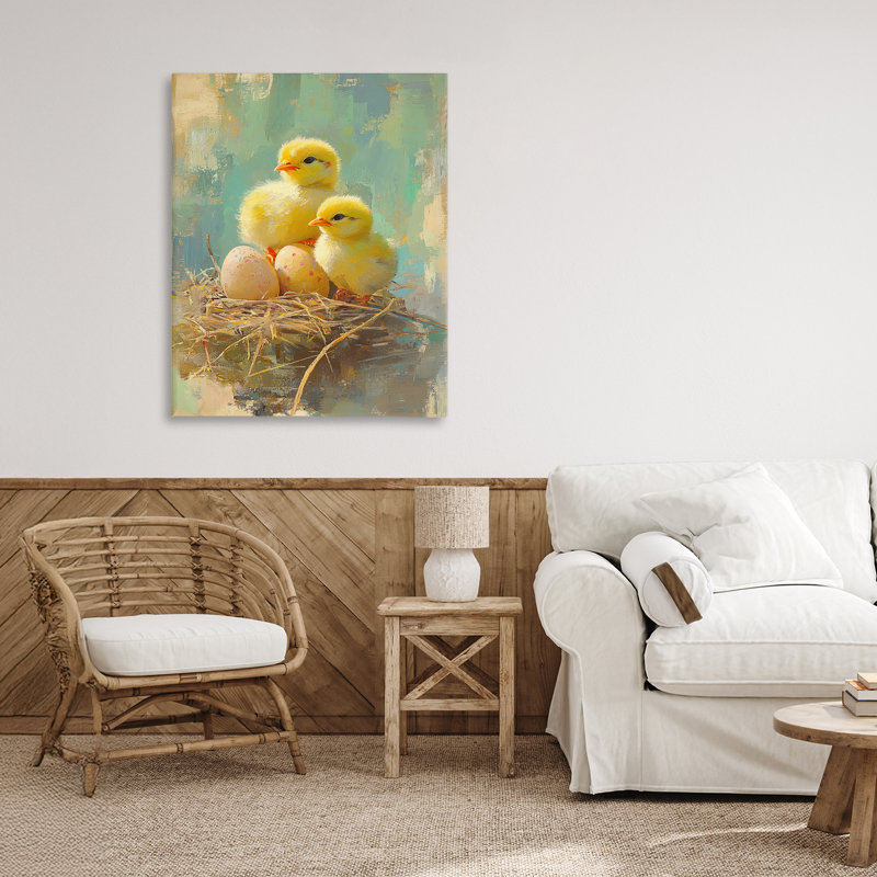 Pâques, poussins et œufs, conception par Franklyn Gregory, H 30 po x l 24 po